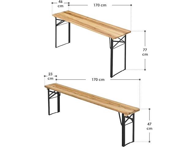Maxxgarden biertafel 88523 - picknickset tafel met banken - 167x46x75cm - afbeelding 2 van  5