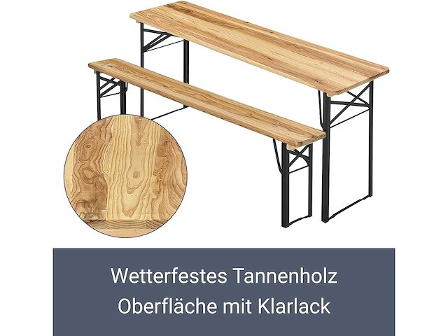 Maxxgarden biertafel 88523- picknickset tafel met banken - 167x46x75cm - afbeelding 3 van  5