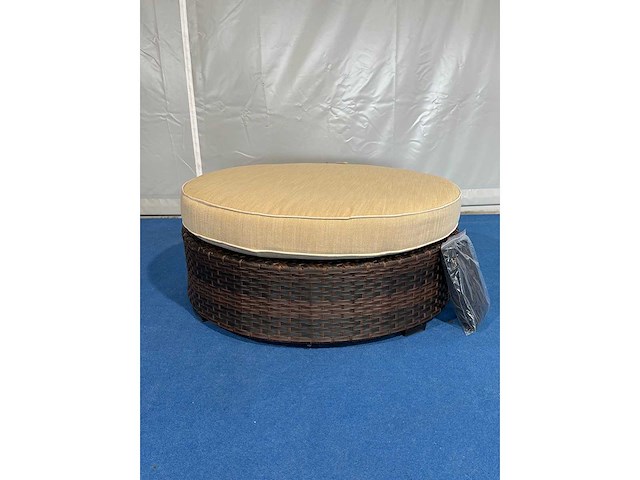 Maxxgarden ligbed rattan bruin sunbed poef rond 112cm - afbeelding 1 van  2