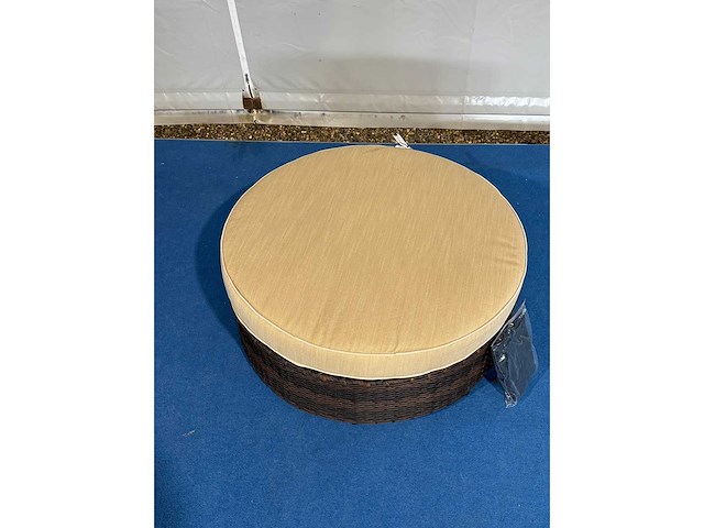 Maxxgarden ligbed rattan bruin sunbed poef rond 112cm - afbeelding 3 van  3