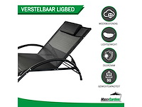 Maxxgarden louisa ligbed 22162 - aluminium - 173x66 cm (zwart) - afbeelding 2 van  5