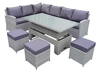 Maxxgarden loungeset 88710 - tuinbankstel - 11-persoons hoekbank - tuinset inclusief tafel & krukjes & kussens - grijs - afbeelding 2 van  2