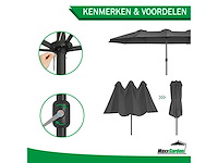 Maxxgarden parasol 22275 - stokparasol xxl - dubbel model - 460 x 270cm - antraciet - afbeelding 2 van  3