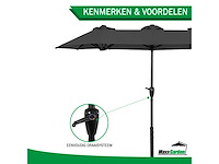 Maxxgarden parasol 22275 - stokparasol xxl - dubbel model - 460 x 270cm - antraciet - afbeelding 3 van  5