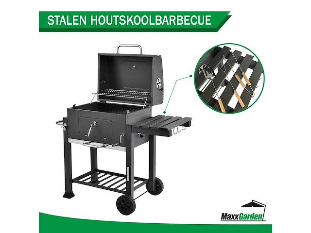 Maxxgarden smoker - houtskoolbarbecue - 118cm - zwart - afbeelding 2 van  7