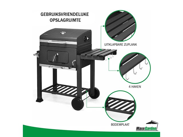 Maxxgarden smoker - houtskoolbarbecue - 118cm - zwart - afbeelding 6 van  7