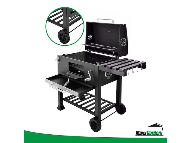Maxxgarden smoker - houtskoolbarbecue - 118cm - zwart - afbeelding 1 van  2