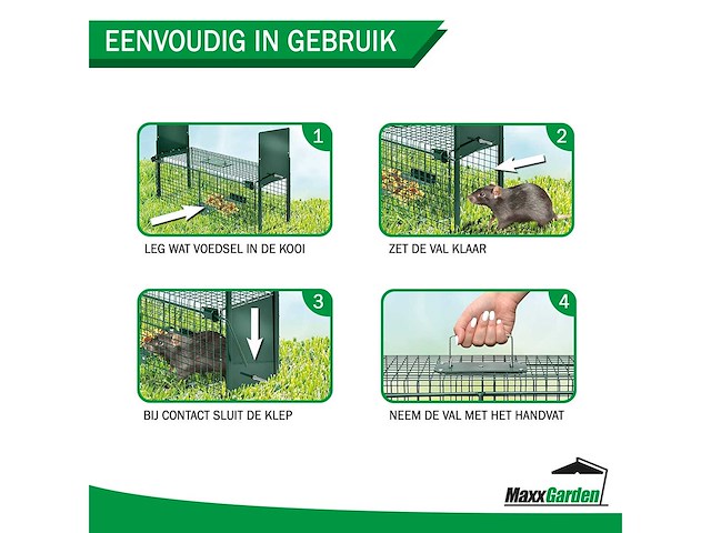 Maxxgarden vangkooi - rattenval opvouwbaar 100x25x28cm - afbeelding 3 van  6