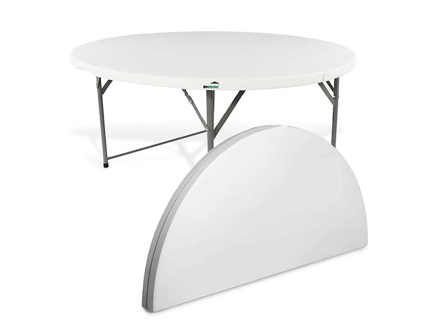 Maxxgarden vouwtafel 88505 - klaptafel - opvouwbare ronde tuin tafel - 120x74 cm - wit - afbeelding 1 van  4