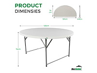 Maxxgarden vouwtafel 88505 - klaptafel - opvouwbare ronde tuin tafel - 120x74 cm - wit - afbeelding 3 van  4