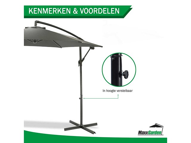 Maxxgarden zweefparasol 21278- ø300 cm - frame royal grey - antraciet - afbeelding 4 van  6