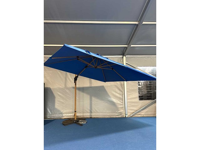 Maxxgarden zweefparasol 3x4m blauw met zwenkfunctie en voet - afbeelding 1 van  5