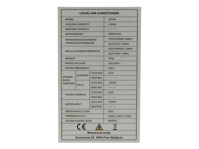 Maxxhome 20735 - mobiele airco 14.000 btu - afbeelding 2 van  4