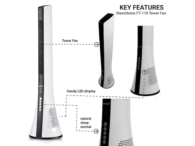 Maxxhome 20771 torenventilator - ventilator - 3in1 - 40 w - afbeelding 4 van  4