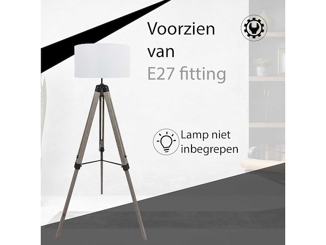 Maxxhome 21773 vloerlamp 145cm incl stoffen kap nieuw - afbeelding 2 van  6
