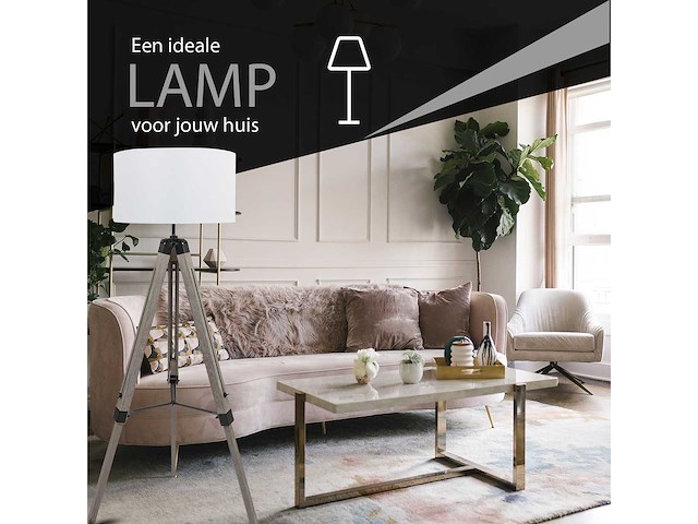 Maxxhome 21773 vloerlamp 145cm incl stoffen kap nieuw - afbeelding 5 van  6