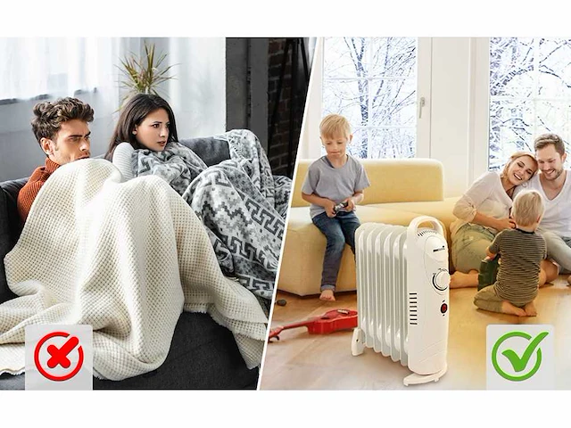 Maxxhome elektrische olieverwarming - thermostaat - 4 wielen - oververhittingsbeveiliging - 11 lamellen - 2500w - afbeelding 5 van  6