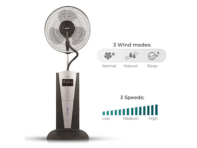 Maxxhome ft40 statiefventilator 20779 - ventilator met mist - 3in1 - 80 watt - afbeelding 6 van  7