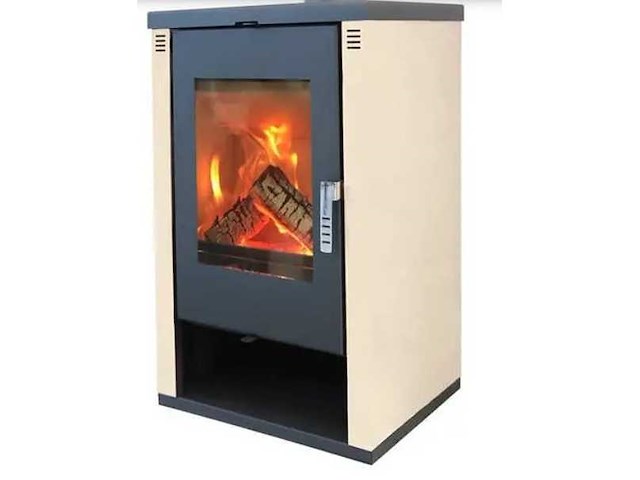 Maxxhome moderne houtkachel - 9 kw - 57x47x93cm - geschikt voor ruimtes tot 200 m³ - champagne - afbeelding 2 van  3