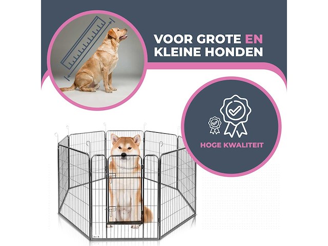 Maxxpet 20148 hondenren puppyren met 8 panelen - staal - 78x100cm - ø 210 cm - afbeelding 5 van  6