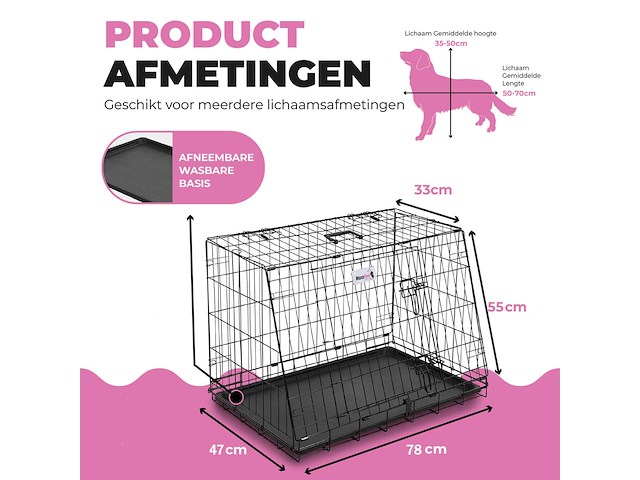 Maxxpet 20245 hondenbench - autobench - 78x47x55cm - afbeelding 3 van  5