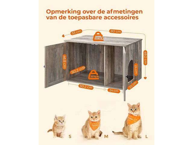 Maxxpet 22307 houten kattenhuis - kattenbak 80x53x50cm - afbeelding 3 van  4