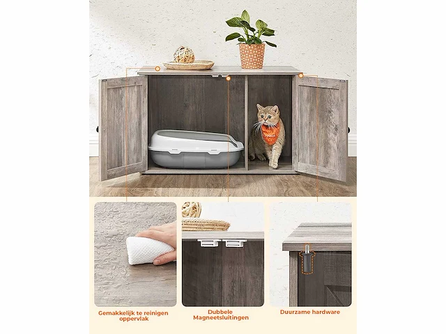 Maxxpet 22307 houten kattenhuis - kattenbak 80x53x50cm - afbeelding 2 van  4