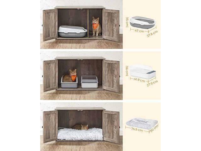 Maxxpet 22307 houten kattenhuis - kattenbak 80x53x50cm - afbeelding 4 van  6