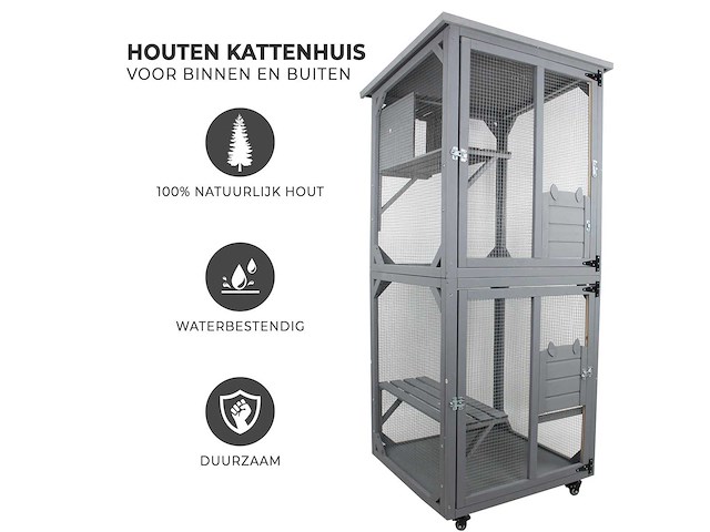 Maxxpet 88049 kattenkooi - kattenvolière - 82x80x180cm - afbeelding 2 van  5