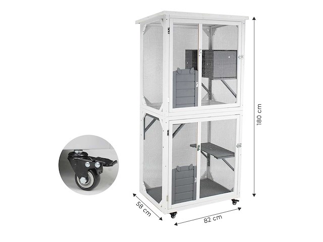 Maxxpet 88050 kattenkooi - kattenvolière - 82x80x180cm - afbeelding 5 van  5
