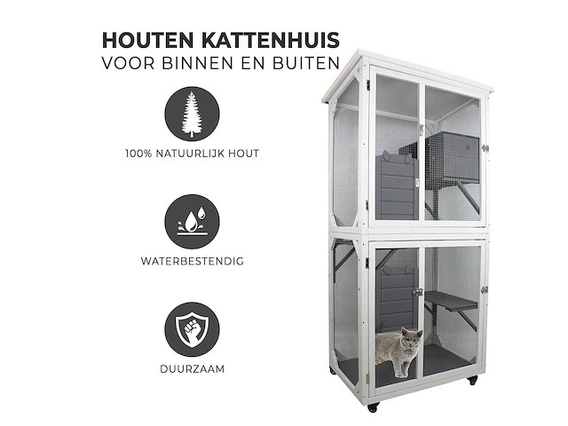Maxxpet 88050 kattenkooi - kattenvolière - 82x80x180cm - afbeelding 2 van  5