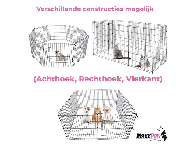 Maxxpet 88110 konijnenren puppyren - opvouwbaar - 76x61cm - 8 delig - afbeelding 2 van  4