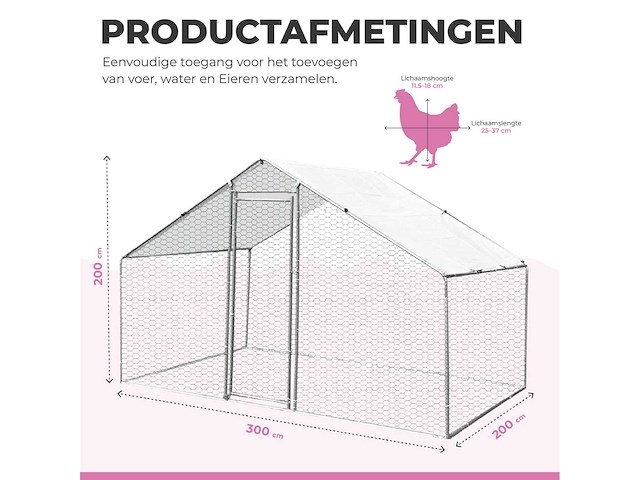 Maxxpet 88129 kippenren - kippenhok metaal - 3x2x2m - afbeelding 2 van  5