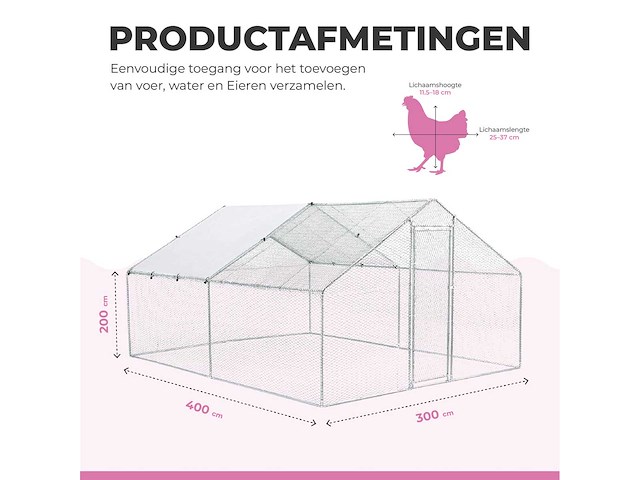 Maxxpet 88130 kippenren - kippenhok metaal - 3x4x2m - afbeelding 2 van  5