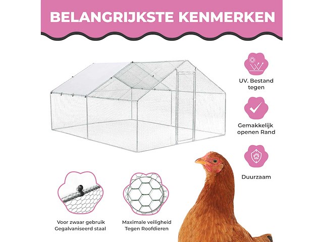 Maxxpet 88130 kippenren - kippenhok metaal - 3x4x2m - afbeelding 3 van  5