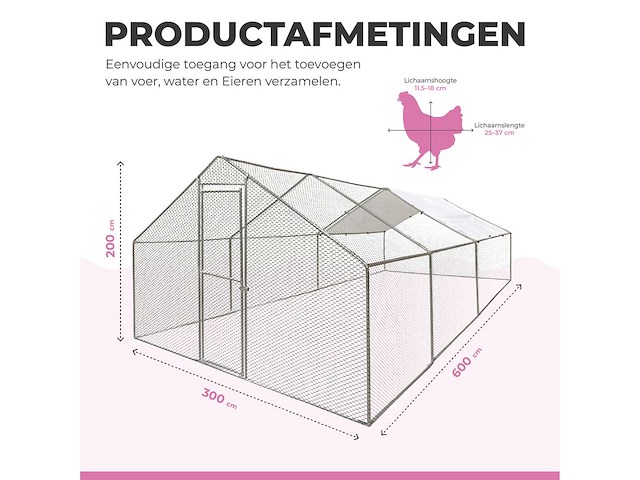 Maxxpet 88131 kippenren - kippenhok metaal - 3x6x2m - afbeelding 2 van  5