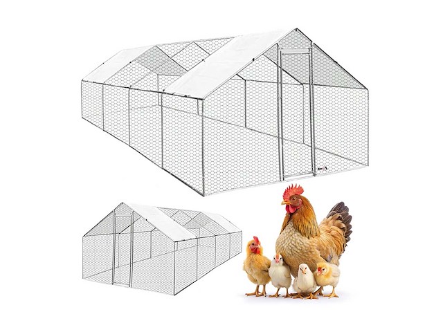 Maxxpet 88132 kippenren - kippenhok metaal - 3x8x2m - afbeelding 1 van  4