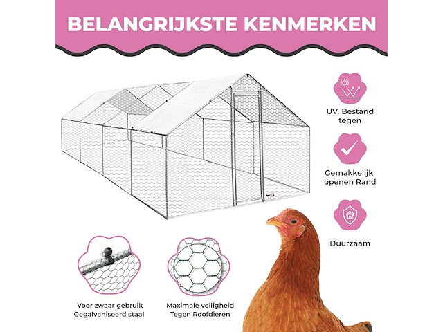 Maxxpet 88132 kippenren - kippenhok metaal - 3x8x2m - afbeelding 3 van  4