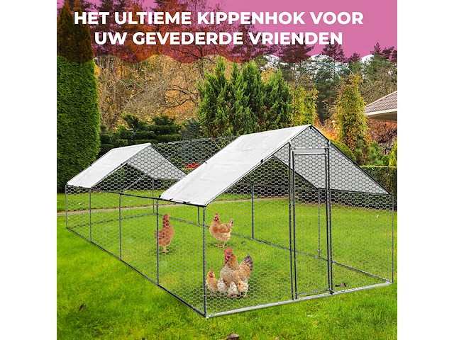 Maxxpet 88132 kippenren - kippenhok metaal - 3x8x2m - afbeelding 4 van  4