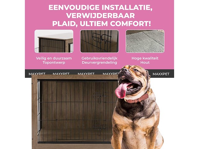 Maxxpet 88145 houten hondenbench 98x65x68cm - afbeelding 1 van  1