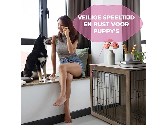 Maxxpet 88145 houten hondenbench 98x65x68cm - afbeelding 4 van  4