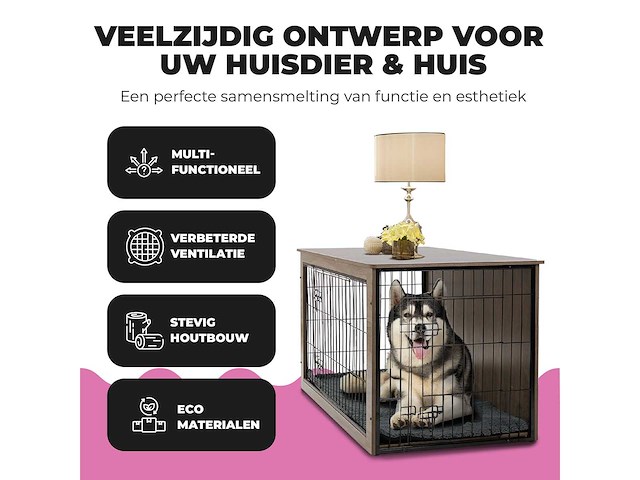 Maxxpet 88146 houten hondenbench 110x74x80cm - afbeelding 2 van  5