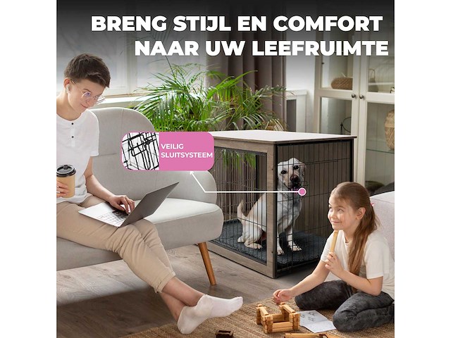 Maxxpet 88146 houten hondenbench 110x74x80cm - afbeelding 4 van  5