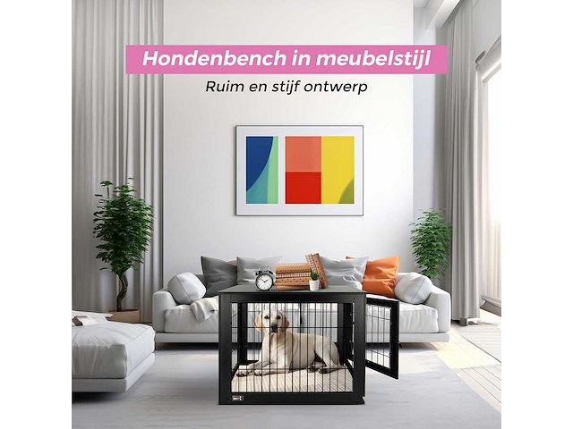Maxxpet 88148 houten hondenbench 89x61x73cm - afbeelding 3 van  5