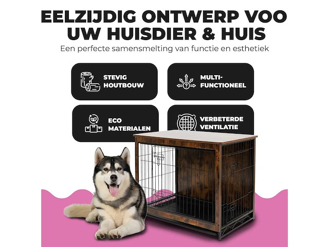 Maxxpet 88175 houten hondenbench 98x65x68cm - afbeelding 2 van  4