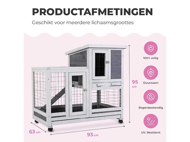 Maxxpet 88248 konijnenhok 95x63x93 cm - afbeelding 2 van  4