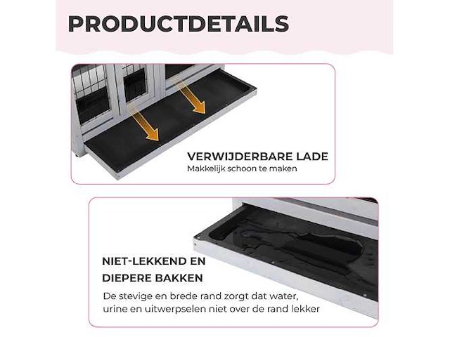 Maxxpet 88248 konijnenhok 95x63x93 cm - afbeelding 3 van  4