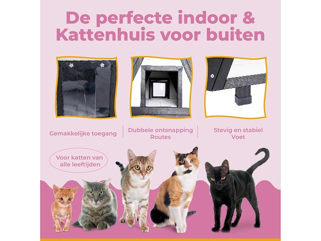 Maxxpet 88333 kattenhuis - kattenhok voor buiten weerbestendig 82x51x92cm - afbeelding 3 van  4