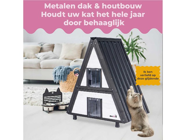 Maxxpet 88333 kattenhuis - kattenhok voor buiten weerbestendig 82x51x92cm - afbeelding 4 van  4