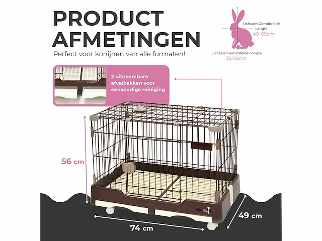 Maxxpet 88395 konijnenhok 74x49x56cm - afbeelding 2 van  2
